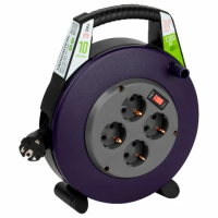 Удлинитель на катушке ЭРА BPx-4e, 4 розетки с заземлением, с выключателем, 10 м, 3x0,75 мм, 1300 Вт,