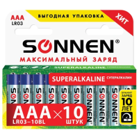 Батарейка Sonnen Super Alkaline AAA LR03, 1.5В, алкалиновая, 10шт/уп