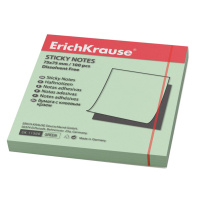 Блок для записей с клейким краем Erich Krause зеленый, пастель, 75х75мм, 100 листов, 11566