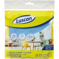 Салфетка хозяйственная Luscan 30х30см, синяя, микрофибра