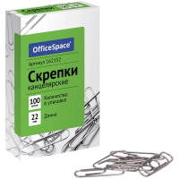 Скрепки канцелярские Officespace 22мм, 100шт/уп