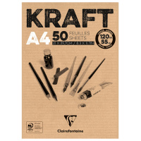 Скетчбук - блокнот 50л., А4 Clairefontaine 'Kraft', на склейке, 120г/м2, верже, крафт