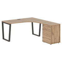 Стол эргономичный с тумбой EVCET 1518(R) Дуб Денвер светлый/Мокко 1560х1880х750 EDIS