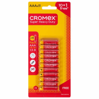 Батарейки солевые 'мизинчиковые' КОМПЛЕКТ 10+1 шт., CROMEX Super Heavy Duty, AAA (R03, 24A), блистер