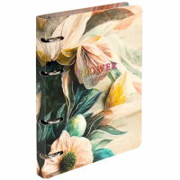 Тетрадь на кольцах А5 160х212 мм, 120 листов, картон, фольга, клетка, BRAUBERG, 'Delicate flowers',