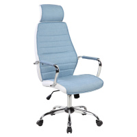 Кресло руководителя Helmi HL-E05 'Event', ткань/экокожа, голубая/белая, хром, механизм качания