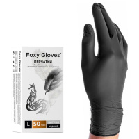 Перчатки нитриловые Foxy Gloves р.L, черные, 100шт (50 пар)