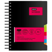 Бизнес тетрадь Attache Office book черный, А5, 200 листов, в клетку, на спирали