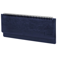 Планинг датированный 2026 305х140 мм BRAUBERG 'Imperial', под кожу, синий, 117228