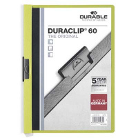 Пластиковая папка с клипом Durable Duraclip зеленая, А4, до 60 листов, 2209-05