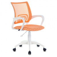 Кресло BRABIX 'Fly MG-396W', с подлокотниками, пластик белый, сетка, оранжевое с рисунком 'Giraffe',