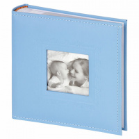 Фотоальбом BRAUBERG 'Cute Baby' на 200 фото 10х15 см, под кожу, бумажные страницы, бокс, синий, 3911