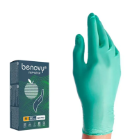 Перчатки нитриловые Benovy Nitrile MultiColor р.M, 7.6г, зеленые, 50 пар