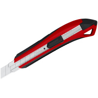 Нож канцелярский 18мм Berlingo 'Razzor 300', auto-lock, металл. направл., мягкие вставки, красный, е