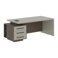 Стол руководителя с тумбой VCT 2090(L) Аметист/Дуб Сильвер 2000х900х750 VELION