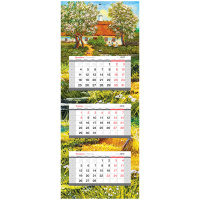 Календарь квартальный Officespace Люкс прямой Pacification, 3 блока, на склейке, с бегунком, 2023