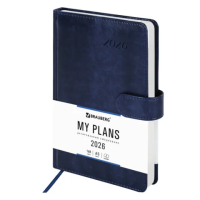 Ежедневник датированный 2026 А5 138x213 мм, BRAUBERG 'Legend', под кожу, застежка, синий, 117067