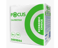 Салфетки сервировочные Focus Economic Choice 24х24см, белые, 1 слой, 100шт/уп, 5099044