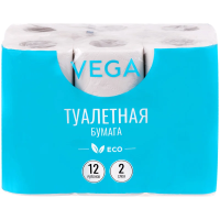 Бумага туалетная Vega  2-слойная, 12шт., эко, 15м, тиснение, белая