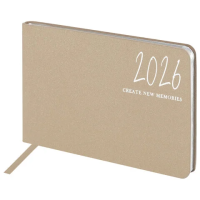 Еженедельник датированный 2026 МАЛЫЙ ФОРМАТ 105х160 мм, А6, BRAUBERG 'Blaze', фольга, бежевый, 11721