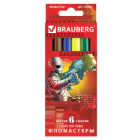 Фломастеры для рисования Brauberg Star Patrol 6 цветов, смываемые