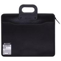 Портфель пластиковый Brauberg черный, 390х320х120мм, 4 отделения
