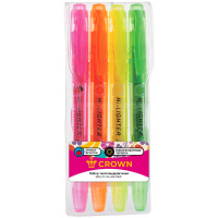 Текстовыделитель Crown Multi Hi-Lighter Aroma набор 4 цвета, 1-4мм, скошенный наконечник