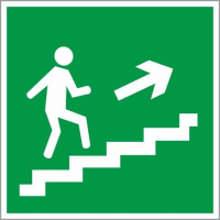 Знак Направление к эвакуационному выходу по лестнице направо вве Гасзнак 200х200мм, самоклеящаяся пл