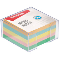 Блок для записей в подставке Berlingo цветной в прозрачном боксе, 90х90х45мм