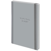 Ежедневник недатированный с резинкой А5 145х203 мм, BRAUBERG, твердый, 160 л, 'Minimal', серый, 1163