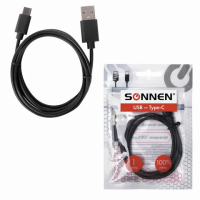 Кабель USB 2.0 Sonnen Economy 1м, для передачи данных и зарядки, черный, 513117