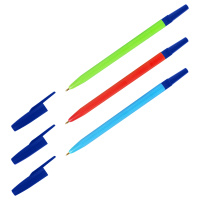 Шариковая ручка Стамм 049 синяя, 0.7мм, неоновый микс