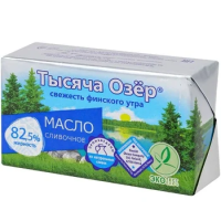 Масло сливочное Тысяча Озер 82.5%, 180г, несоленое