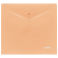 Папка-конверт на кнопке СТАММ 'Акцент' А5+, 180мкм, пластик, непрозрачная, персиковая