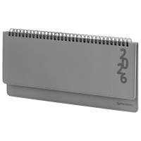 Планинг датированный 2026 305х140 мм BRAUBERG 'Up', под кожу, серый, 117236