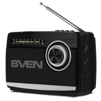 Портативная акустическая система Sven SRP-535, 3W, FM/AM/SW, USB, microSD, фонарь, аккумулятор, черн