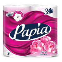 Бумага туалетная Papia 'Secret Garden', 3-слойная, 4шт., ароматизир., розов. тиснение, белый