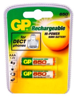 Аккумулятор Gp AAA, 650mAh, 2шт/уп