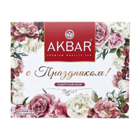 Набор чая подарочный Akbar С Праздником! 3 вкуса, 75 пакетиков