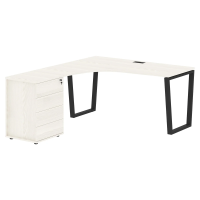 Стол эргономичный с тумбой EVCET 1518(L) Ясень Траун/Черный 1560х1880х750 EDIS