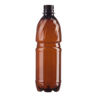Бутылка пустая с узким горлом 1л, ПЭТ, коричневая, с крышкой