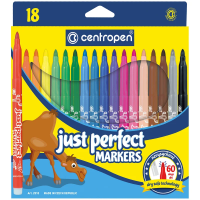 Фломастеры Centropen 'Just Perfect', 18цв., трехгранные, смываемые, устойч. к высыханию, картон, евр