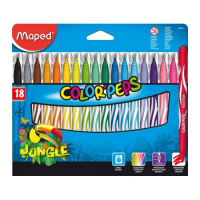 Фломастеры для рисования Maped Jungle 18 цветов, смываемые