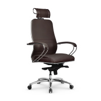 Кресло руководителя Метта Samurai KL-2.04 MPES, ткань-сетка/экокожа, темно-коричневая, крестовина хр