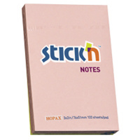 Блок для записей с клейким краем Hopax Stick'N розовый, 76х51мм, 100 листов
