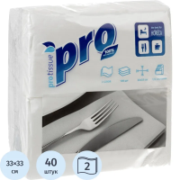 Салфетки бумажные PROtissue белые 33х33 2 слоя 1/8 слож 16г C233