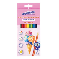 Карандаши цветные ЮНЛАНДИЯ 'СЛАДКИЕ ИСТОРИИ', 12 цветов, трехгранные заточенные, 181393