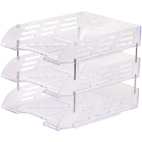 Лоток горизонтальный для бумаг Attache 3шт/наб на металл стерж прозрачный