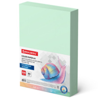 Цветная бумага для принтера Brauberg пастель зеленая, А4, 500 листов, 80 г/м2