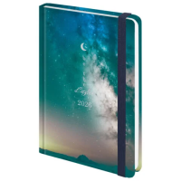 Ежедневник датированный 2026 с резинкой 145х203 мм, А5, BRAUBERG твердый, фольга, 'Млечный путь', 11